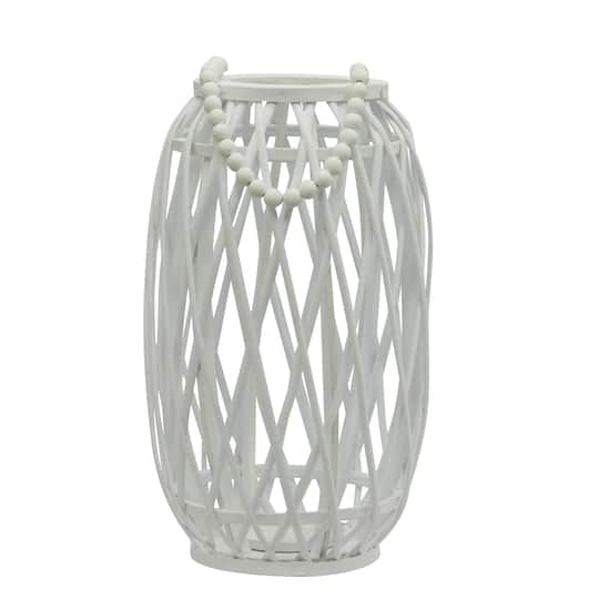 17&#x22; White Wicker Pillar Candle Lantern by Ashland&#xAE;